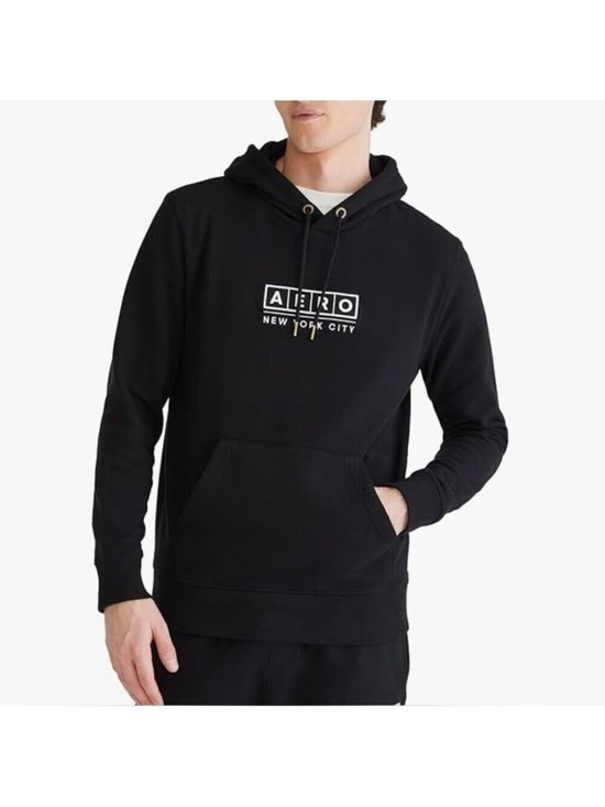 Aeropostale Other - AEROPOSTALE Aero New York City Embroidered Box Logo Popover Black Hoodie